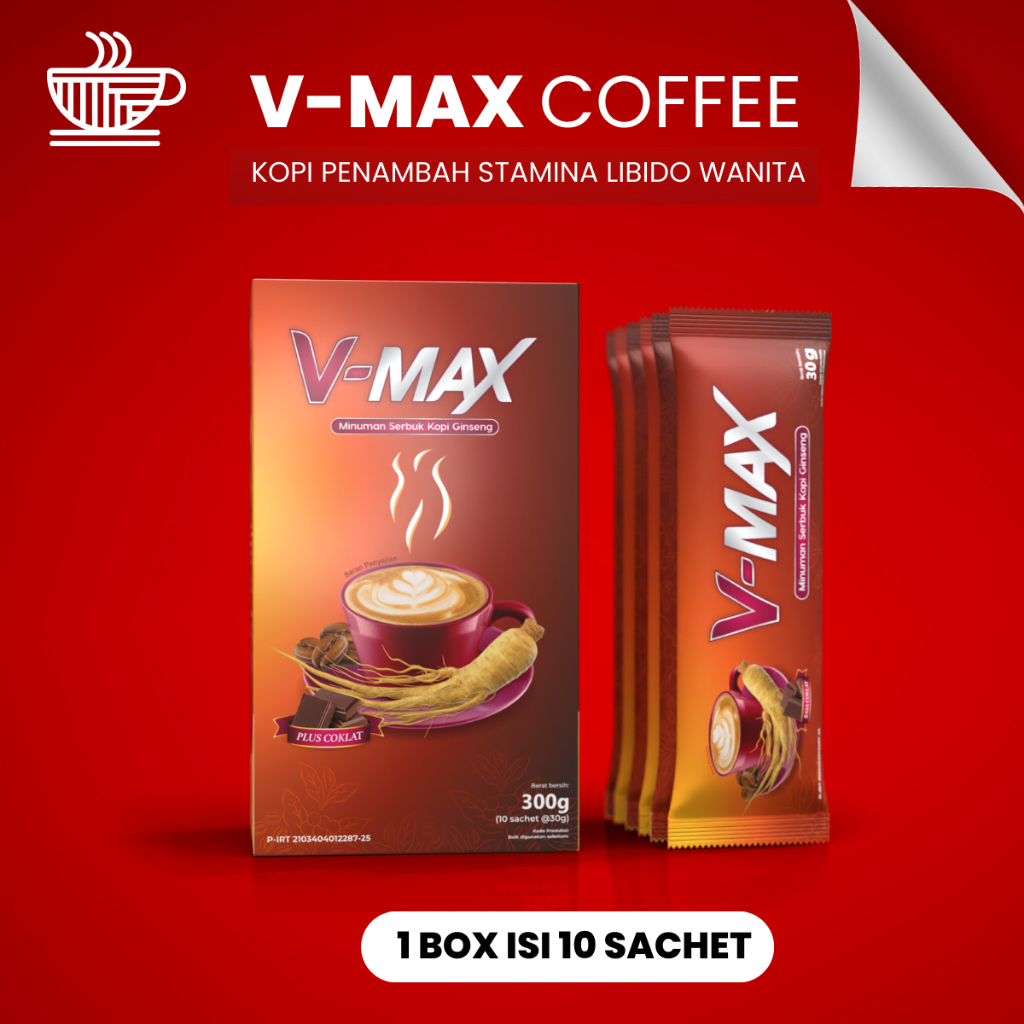 

V MAX minuman kopi penambah gairah wanita kualitas terbaik Rasa Cokelat Kopi Stamnia Wanita Ampuh