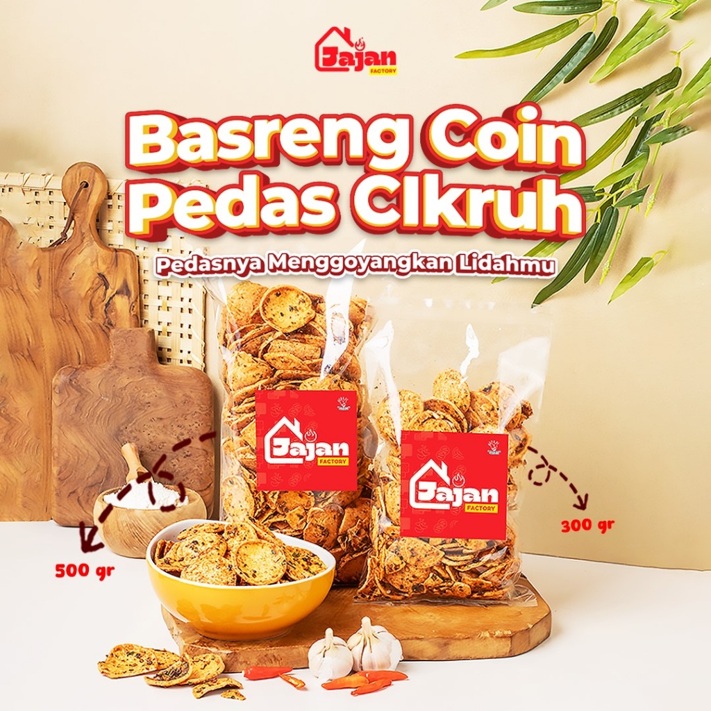 

Basreng Koin Pedas Cikruh Daun Jeruk 300 gram / 500 gram Cemilan Snack Coin Gurih Camilan Murah