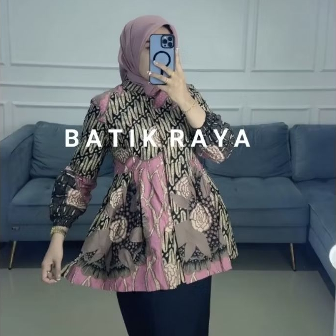 DAMARA Blouse Batik Wanita Lengan Balon Batik Cantik