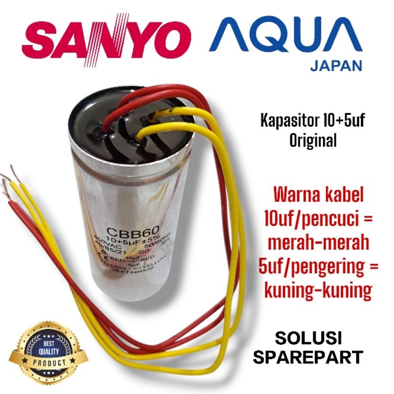 ORIGINAL KAPASITOR MESIN CUCI AQUA QW1050XT MESIN CUCI 2 TABUNG