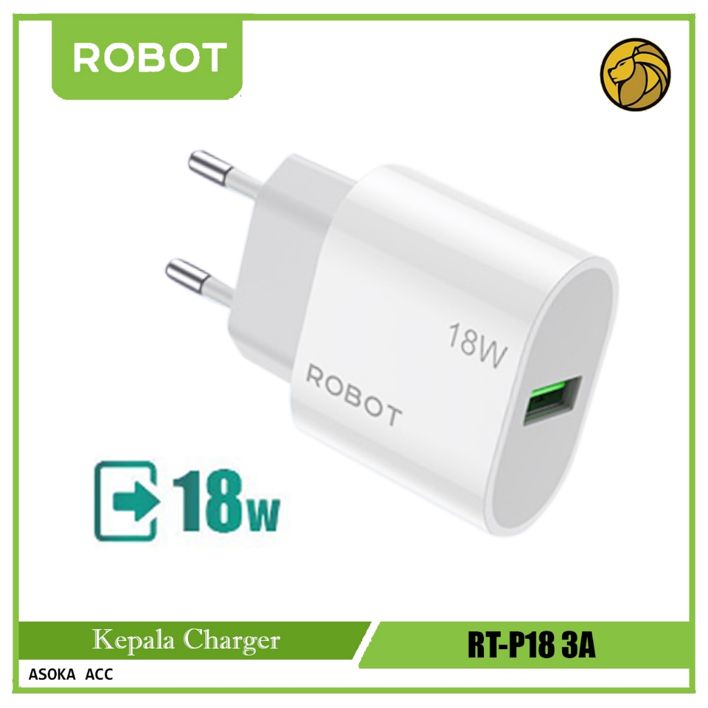 Robot RT-P18 Adaptor Charger 3A Quick Charge / Batok Charger Robot 18W Qualcomm 3.0