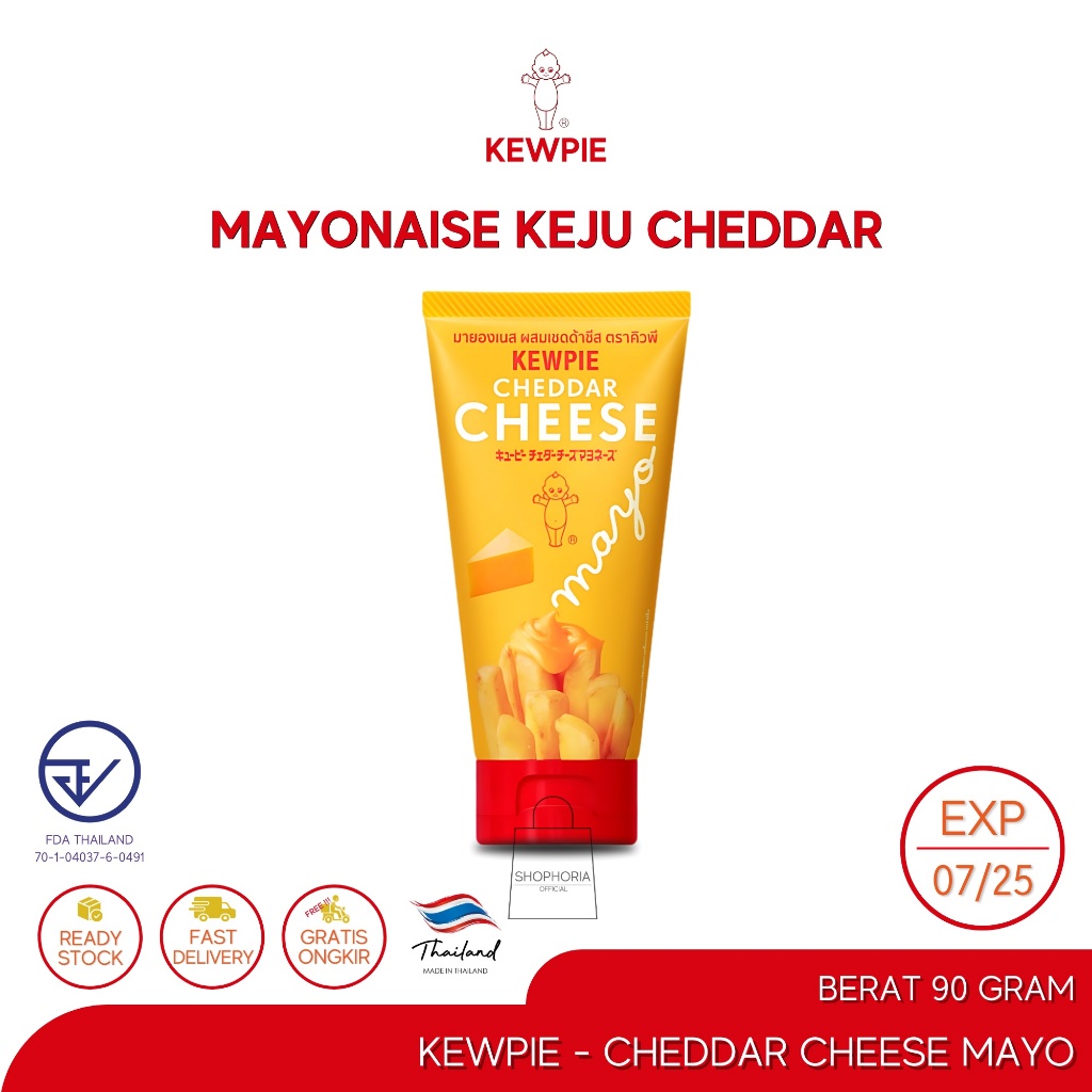 

Kewpie Cheddar Cheese Mayo 90 gram Original Thailand Saus Saos Mayonaise Mayones Sauce Rasa Keju Chedar Condiment Pelengkap Makanan Dressing