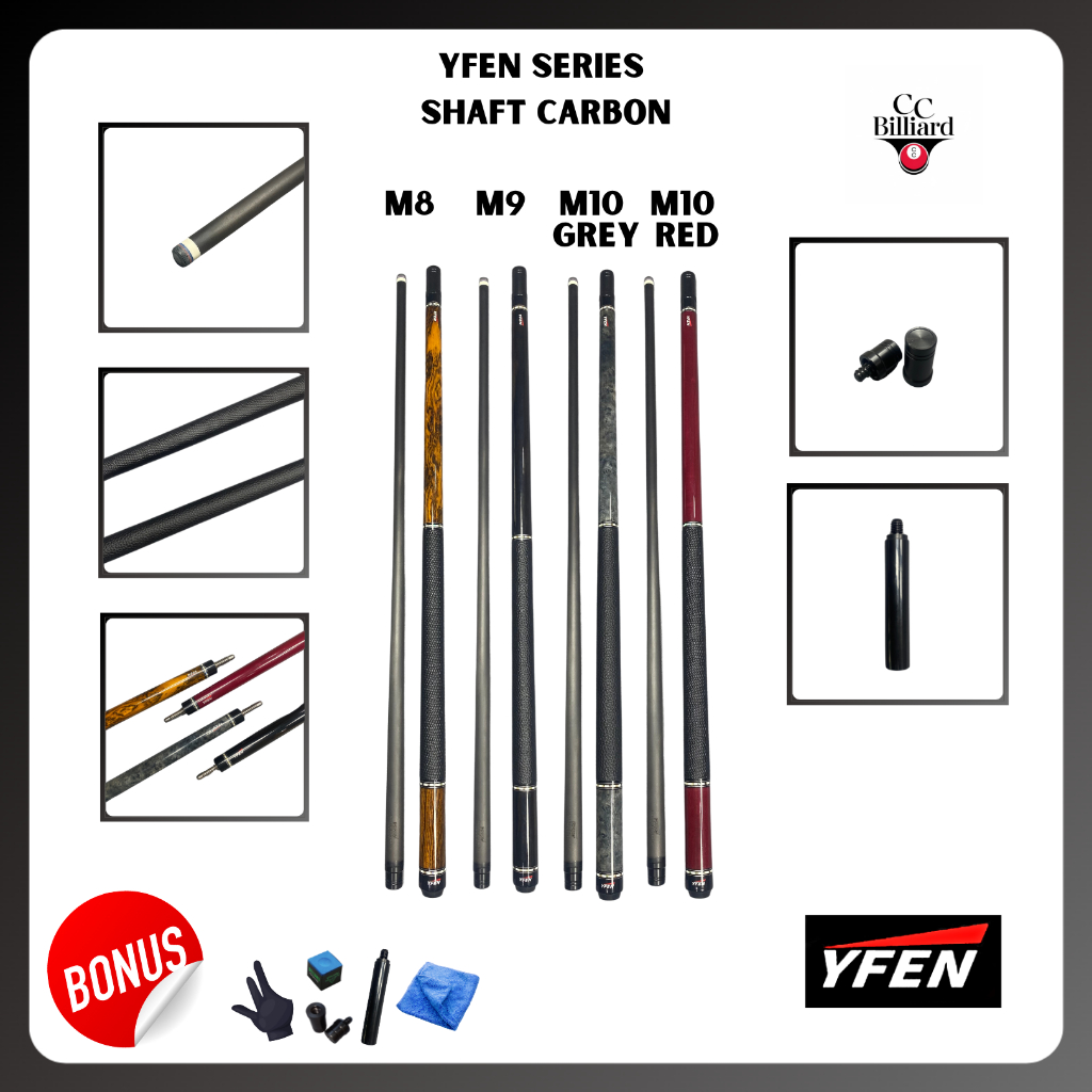 Stick Billiard YFEN Series M6, M8, M9, M10 Grey, M10 Red
