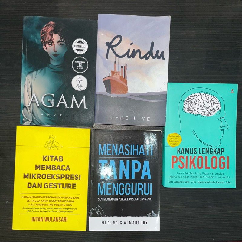 (BACA DESKRIPSI) Preloved Novel Rindu Tere Liye Agam Anzel Kamus Lengkap Psikologi Menasihati Tanpa 