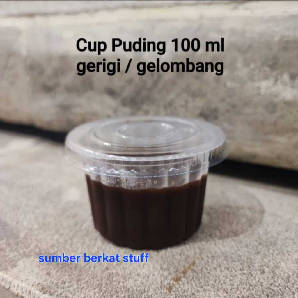 Cup Puding Gelombang 100 ml isi 50 pcs Jelly Gerigi + Tutup