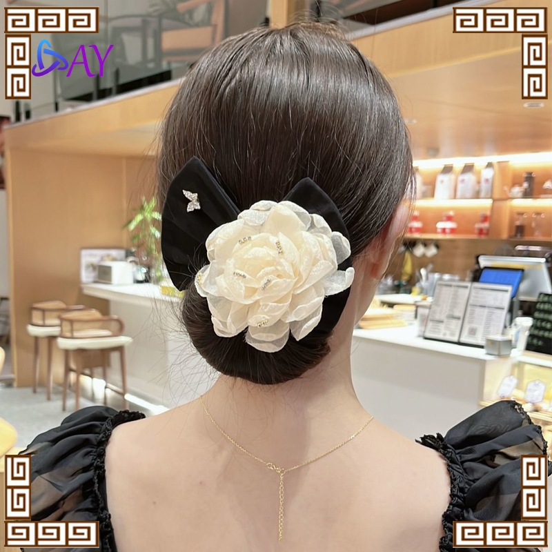 Jepit Rambut Korea Donat Sanggul Konde Magic Hair Bun Varian Motif Mawar Sanggul Wanita Alat Gulung