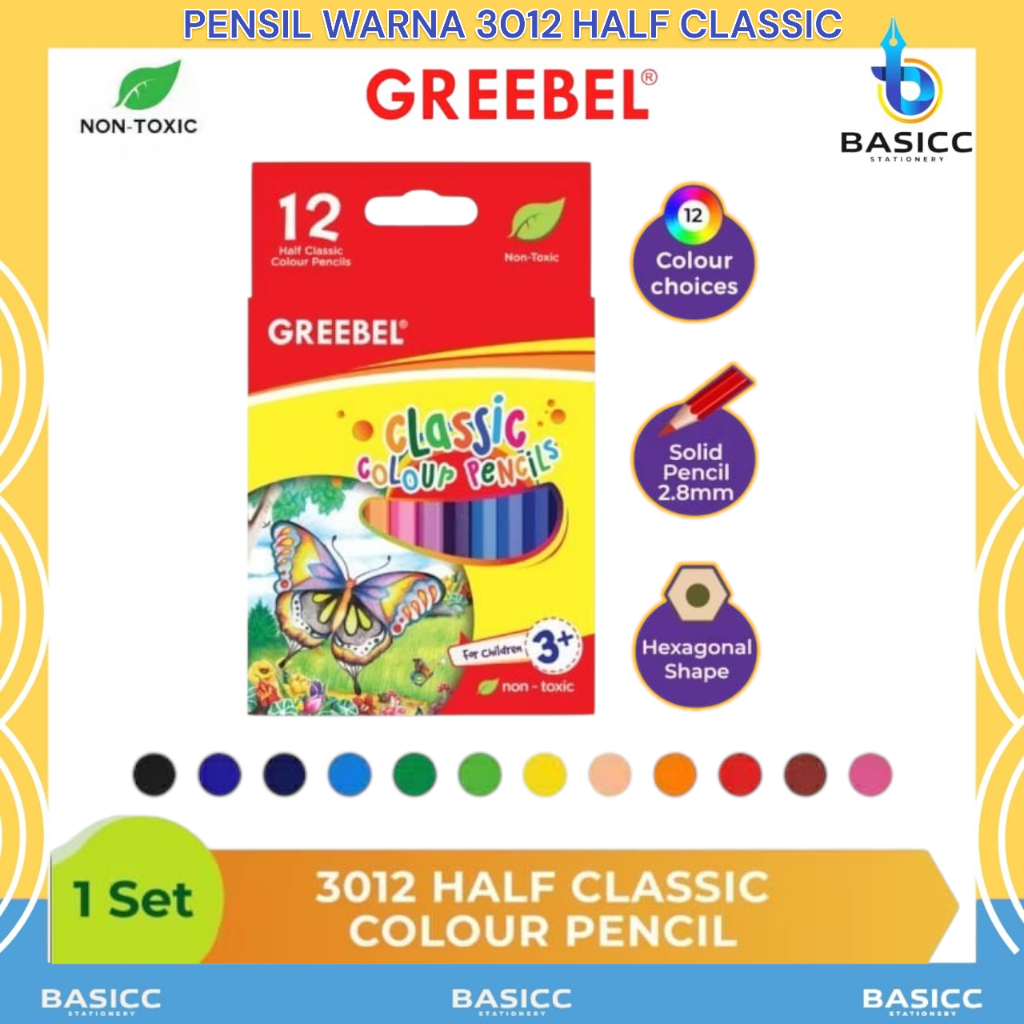 

Greebel Pensil Warna / Color Pencil 3012 Half Classic | @1Set=12 Warna