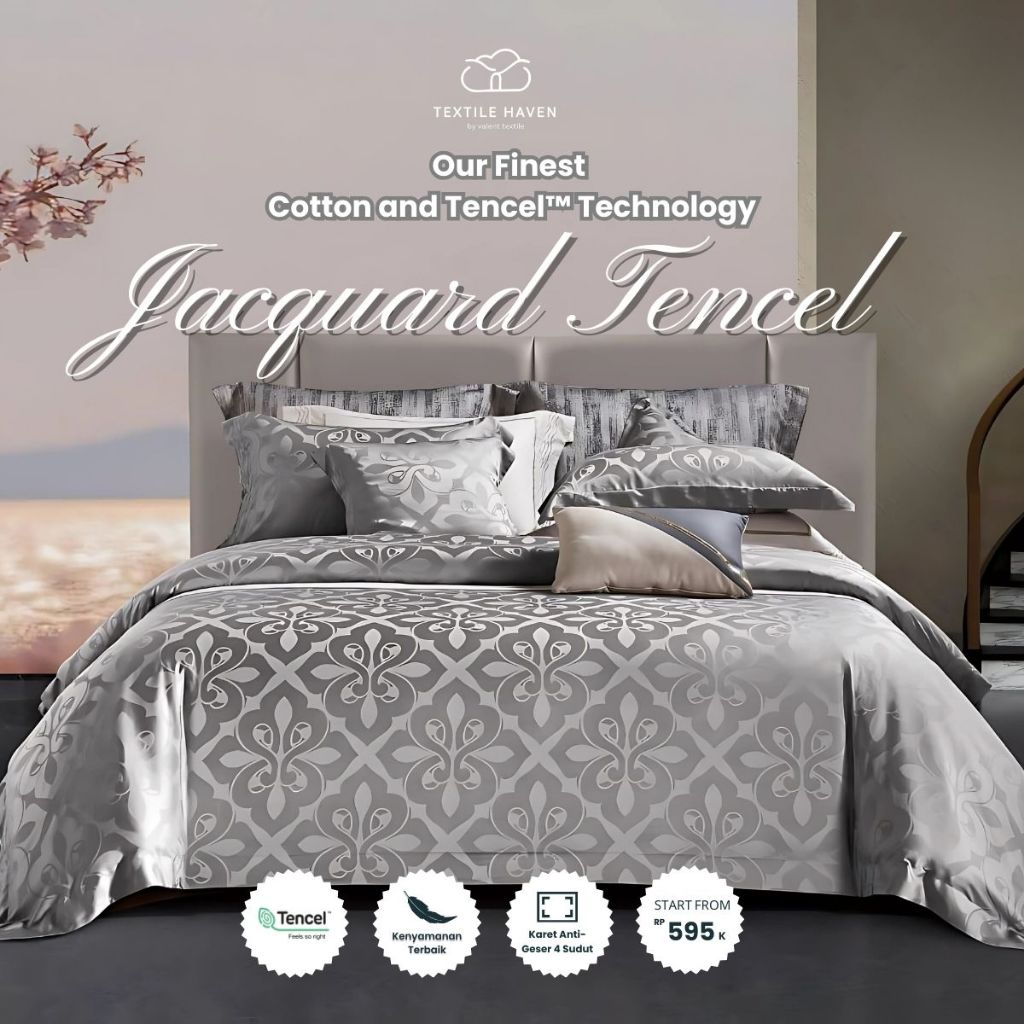 Sprei dan BedCover Jacquard Tencel Serat Bamboo Original 80s | Sprei KingKoil Sutra Emboss tinggi 40