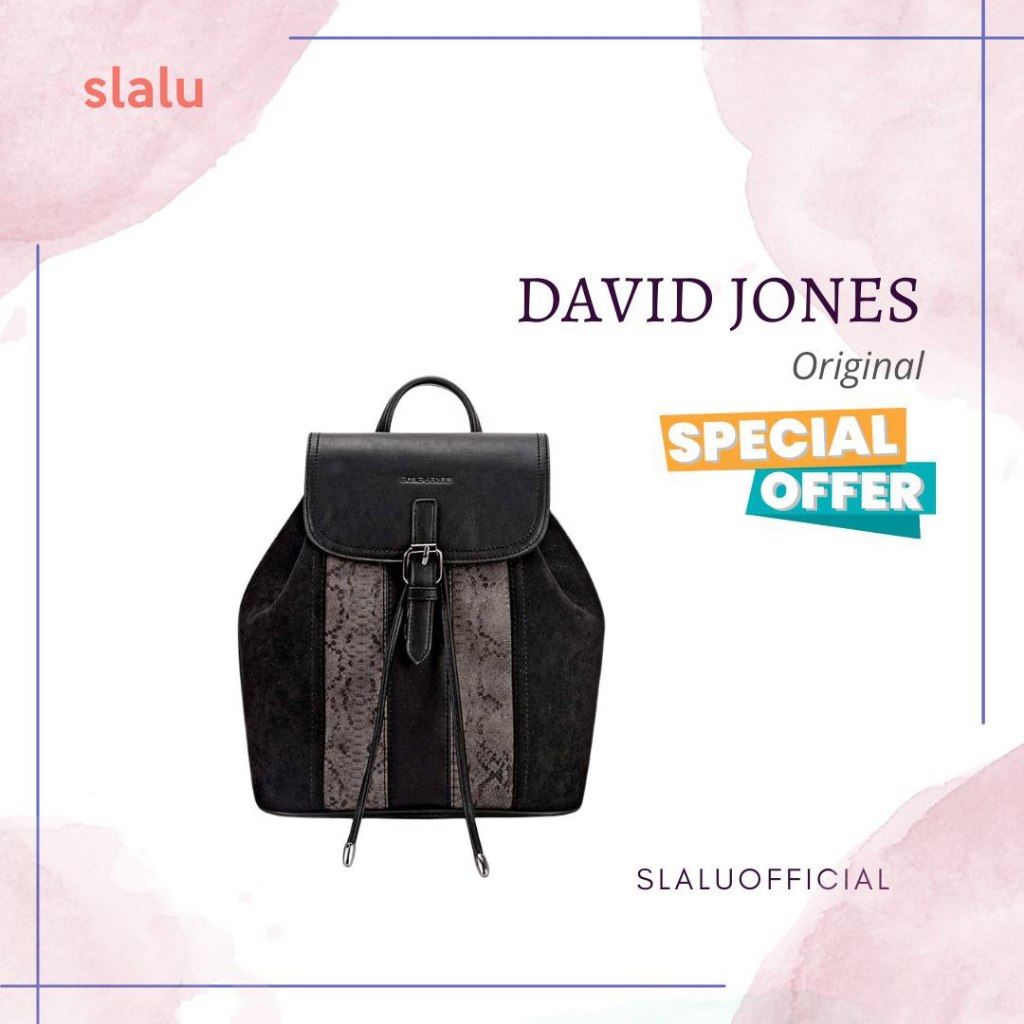 Tas Backpack Wanita Branded David Jones Golic Ransel vintage suede Pu leather