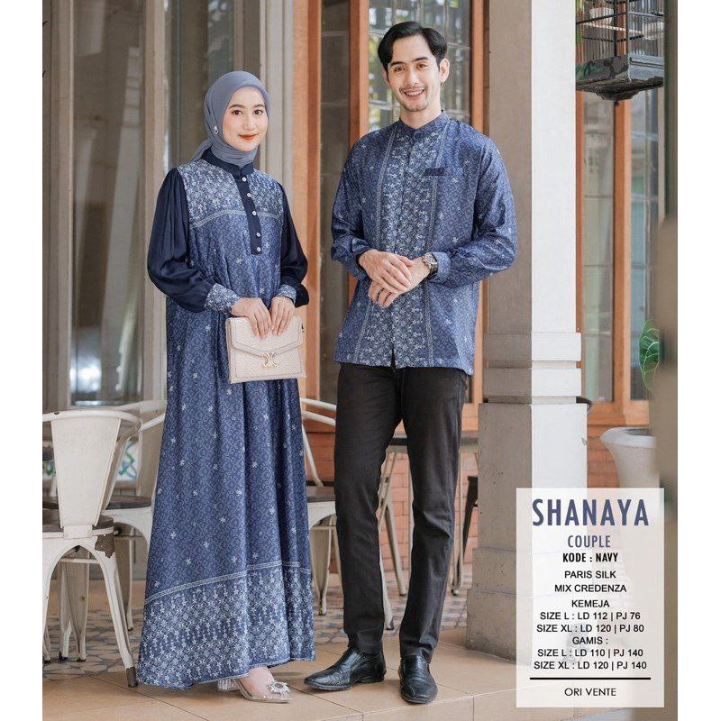 Azahra Maeza Shanaya Couple baju couple mewah baju couple gamis dan kemeja warna hitam SHANAYA COUPL