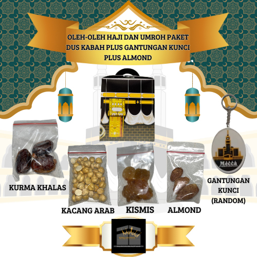 

Oleh-oleh haji dan umroh paket Gantungan Kunci plus almond