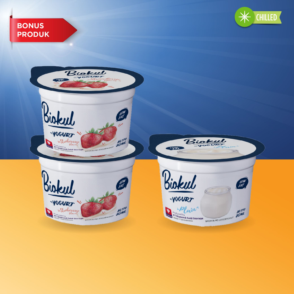 

BUY 2 PCS BIOKUL STIRRED YOGURT STRAWBERRY 80 ML FREE 1 PCS STIRRED VARIANT PLAIN 80 ML