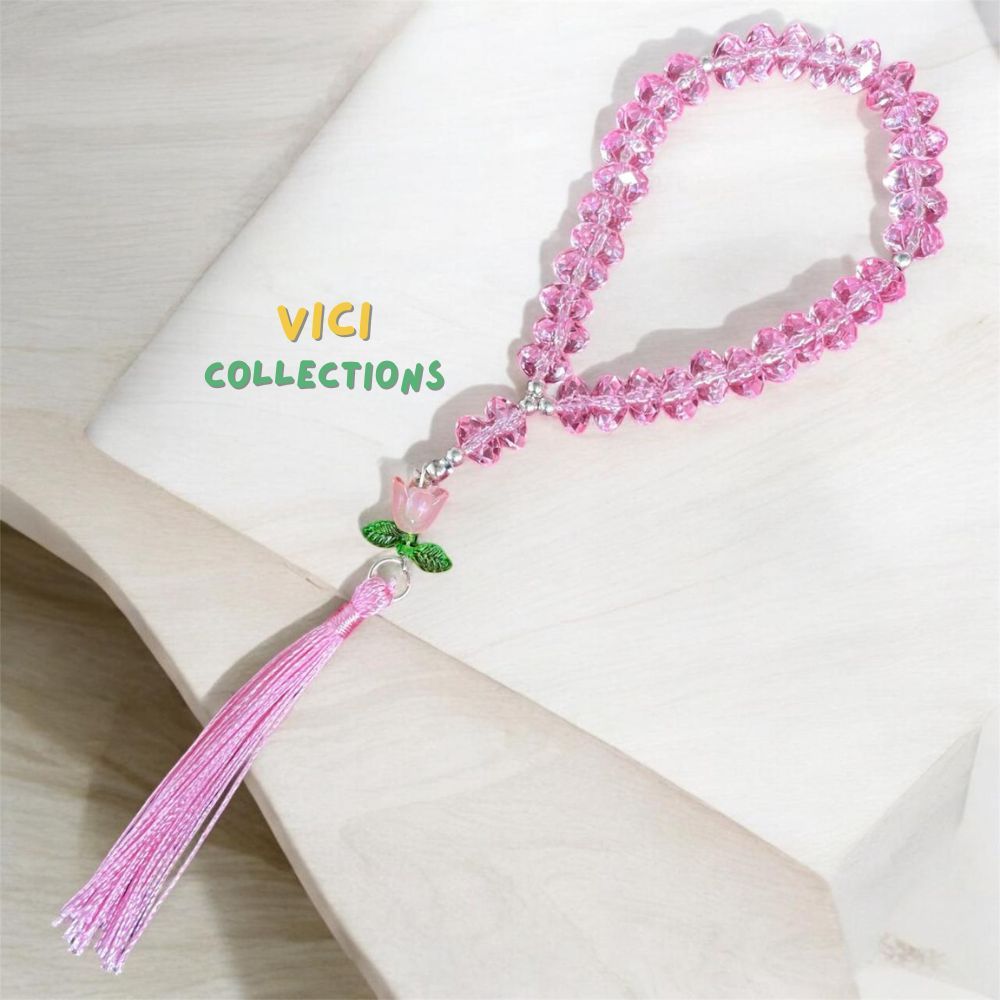Gelang Tasbih Wanita / Tasbih Kristal Bunga 33 Butir TSBH08