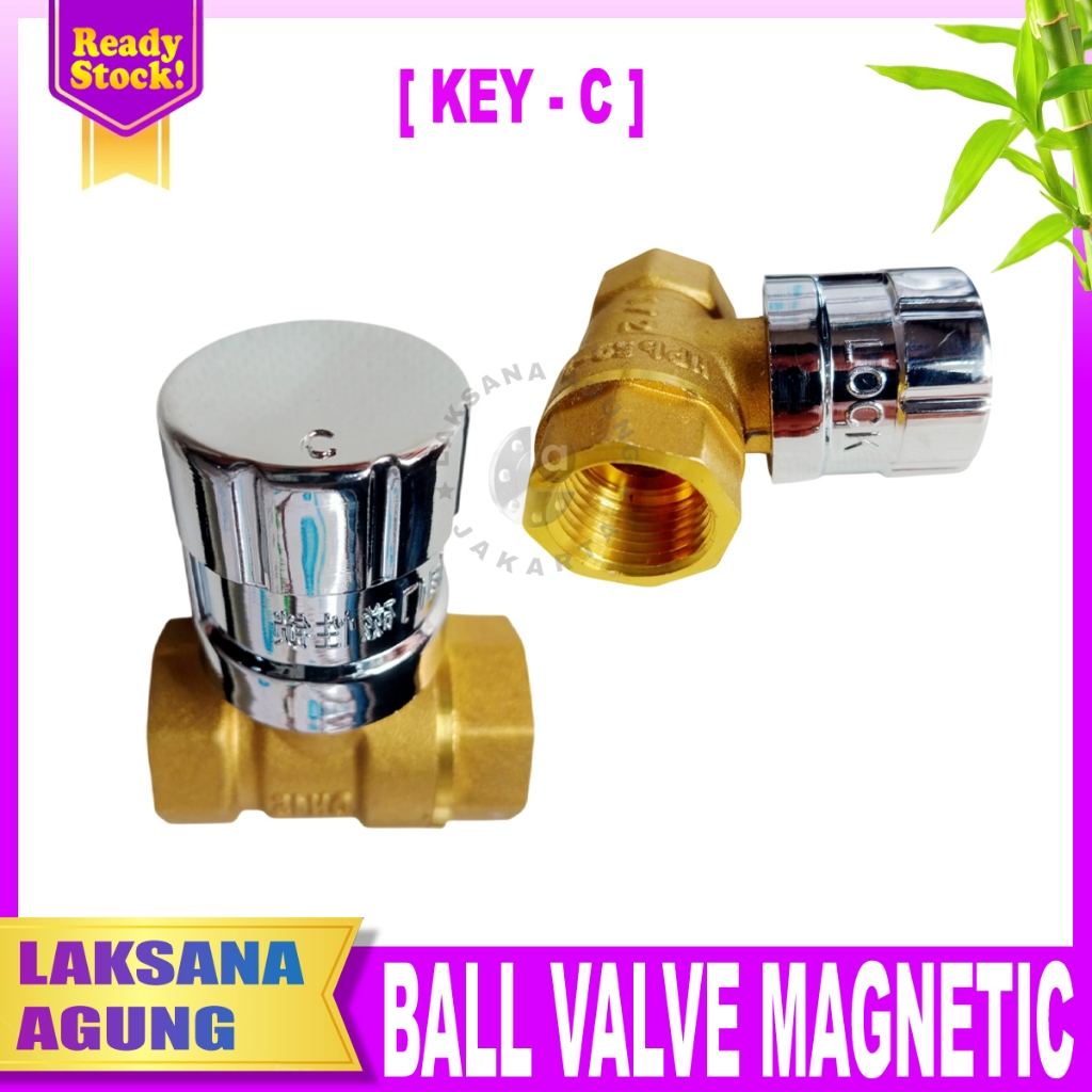 Ball Valve Magnetic 1/2" inch > Kran Magnet > Ball valve lockable Kuningan SR pdam pamsimas