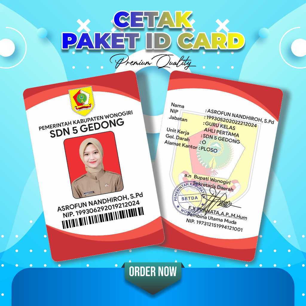 

[SATU SET] ID CARD INSTANSI PEMKAB WONOGIRI BISA SATUAN PREMIUM QUALITY by ASTORE ID OFFICIAL