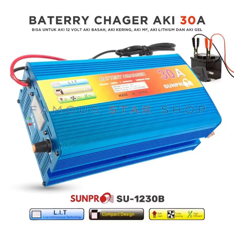 CHARGER AKI 12V 30 AMPER SUNPRO SU-1230B 30Amps BATERY CHARGER AKI ALAT CASAN AKI MOBIL ORIGINAL 30A