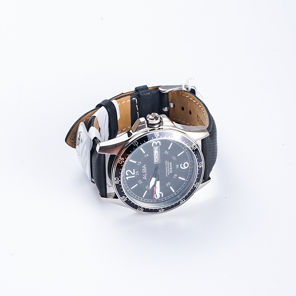 Jam Tangan Pria Alba Kulit Hitam Silver