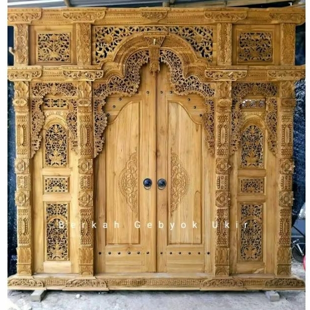 pintu ukir gebyok jawa /pintu gebyok modern ful kayu jati