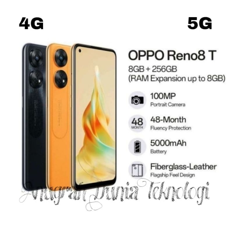 OPPO RENO 8T 4G - 5GB 8/256GB ORIGINAL BERGRANSI FULBOX