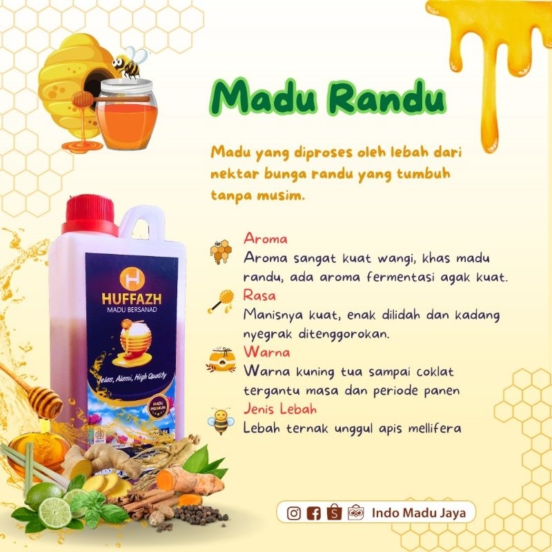 

madu huffazh kami menjual madu nektar murni dengan spesialisasi produk nektar Randu.madu bersanad bersertifikat resmi.