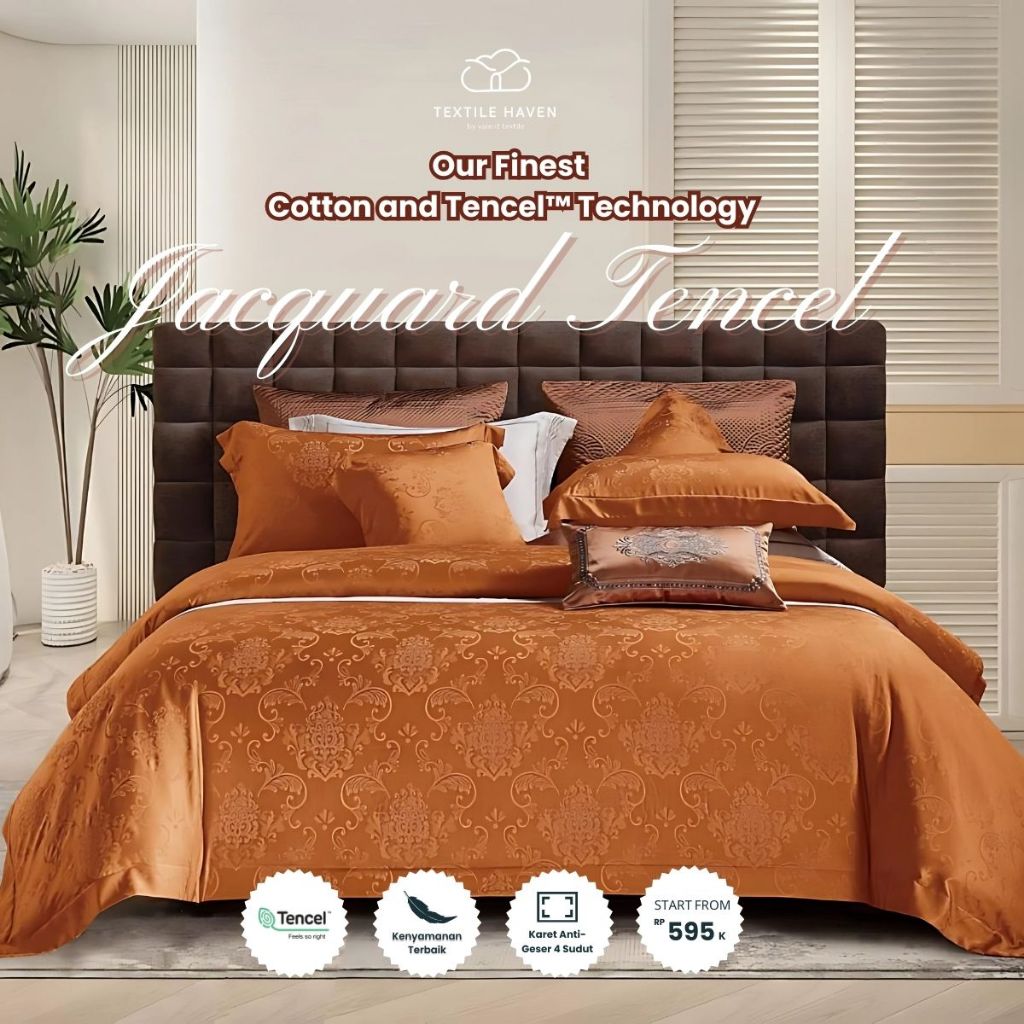 Sprei dan BedCover Jacquard Tencel Serat Bamboo Original 80s | Sprei KingKoil Sutra Emboss tinggi 40