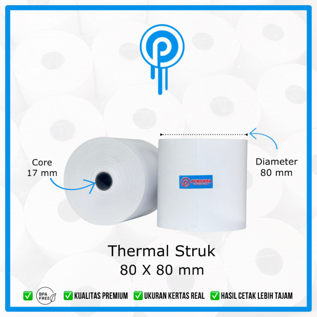 

KERTAS THERMAL ROLL 80X80MM / TELLSTRUK 80X80 / THERMAL PAPER ROLL 80X80