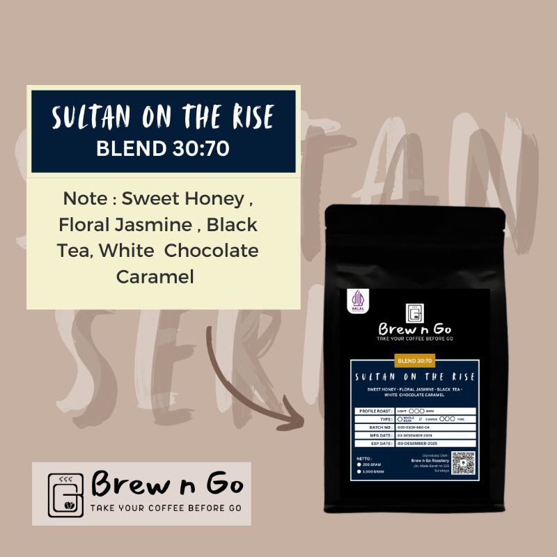 

Kopi Sultan On The Rise Brew n Go 200 gram - blend 30 arabica : 70 robusta