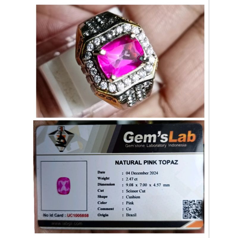 Batu Permata Natural Pink Topaz