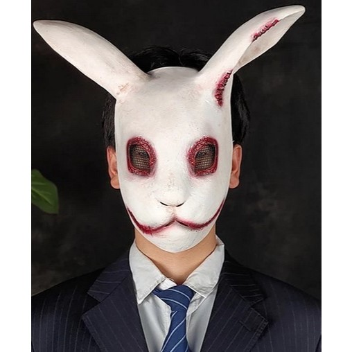 Topeng Wajah Cosplay CREEPY RABBIT Topeng Halloween bahan Latex READY STOK