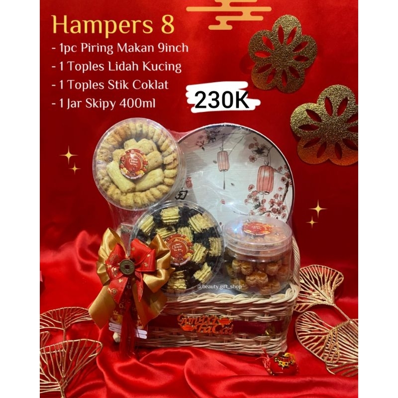 

Hampers Imlek 1 Toples Lidah Kucing, Stick Chocolate, Skipy + Piring Makan