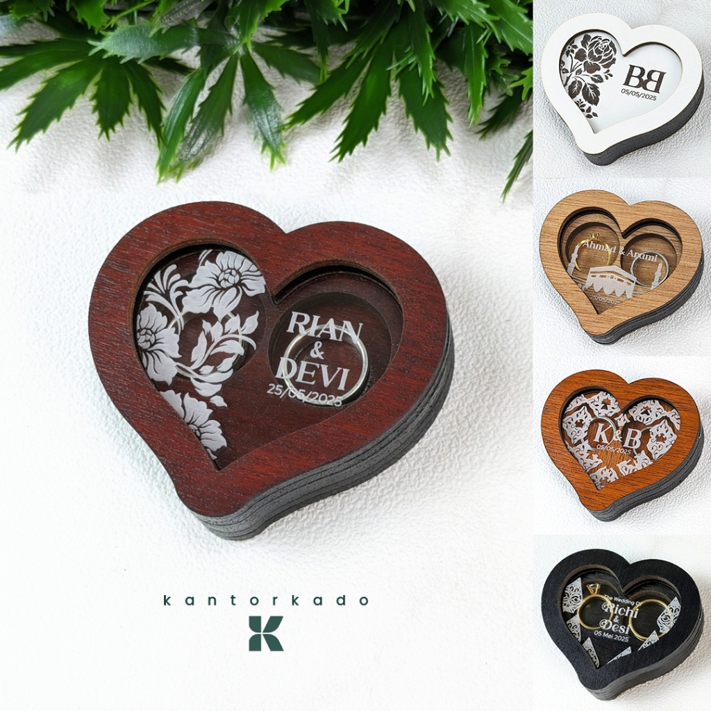 Kotak Cincin Ring Box Love Unik Pernikahan Lamaran Tunangan Bonus Custom Nama