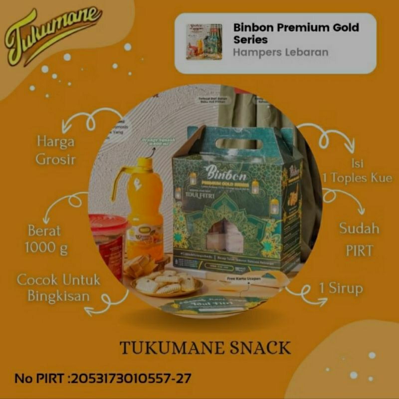 

parcel/hampers lebaran by binbon premium gold series keu kacang kue susu sagon kelapa