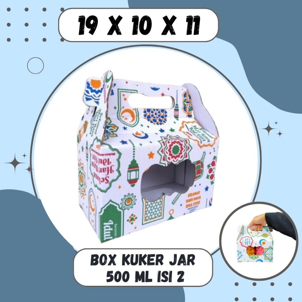 

Box Kue Kering 19x10x11 Jinjing (KUKER TOPLES JAR 500ml ISI 2) Box Jinjing Kardus Lebaran Idul Fitri Hampers Polos/Motif