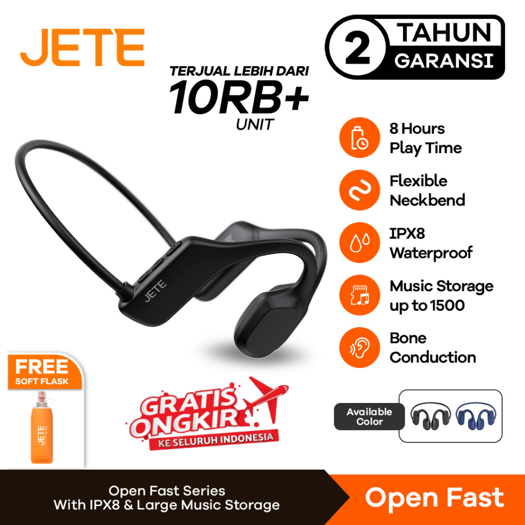 Headset Bluetooth JETE Open Fast TWS Open Ear Bone Conduction Sweatproof Resistant Wireless Earphone