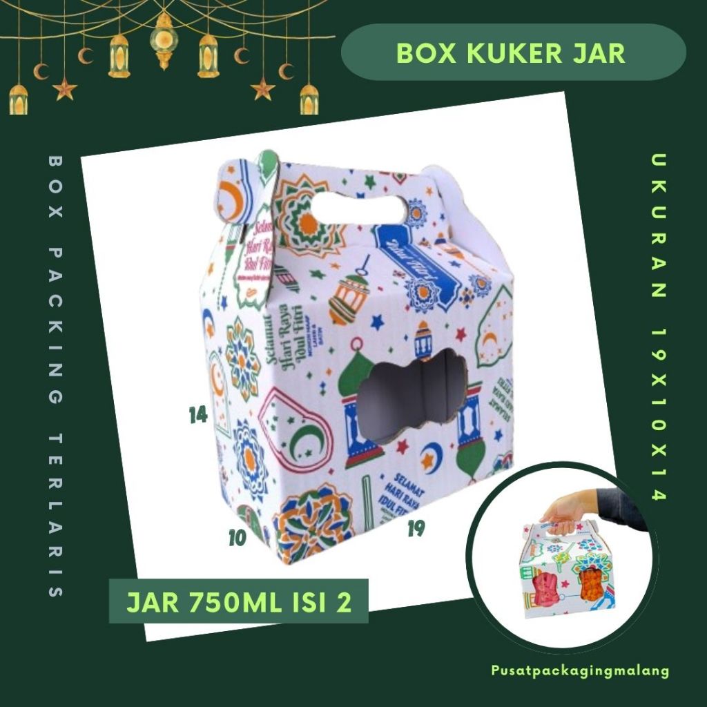 

Box 19x10x14 Jinjing (KUKER TOPLES JAR 750ml Isi 2) Gable Box Kardus Kue Kering / Idul Fitri /Hampers / Lebaran / Gable Box Polos/Motif