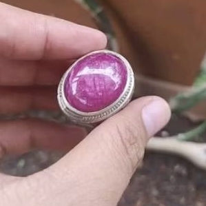 batu akik permata natural ruby jumbo 25 mm ring alpaka super