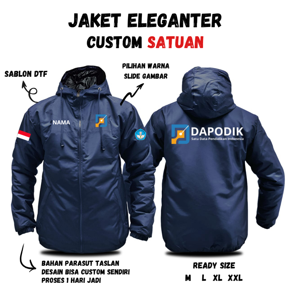 JUAL JAKET ELEGAN DAPODIK Satu Data Pendidikan Indonesia CUSTOM SABLON TERBAIK KEKINIAN REQUEST DESA