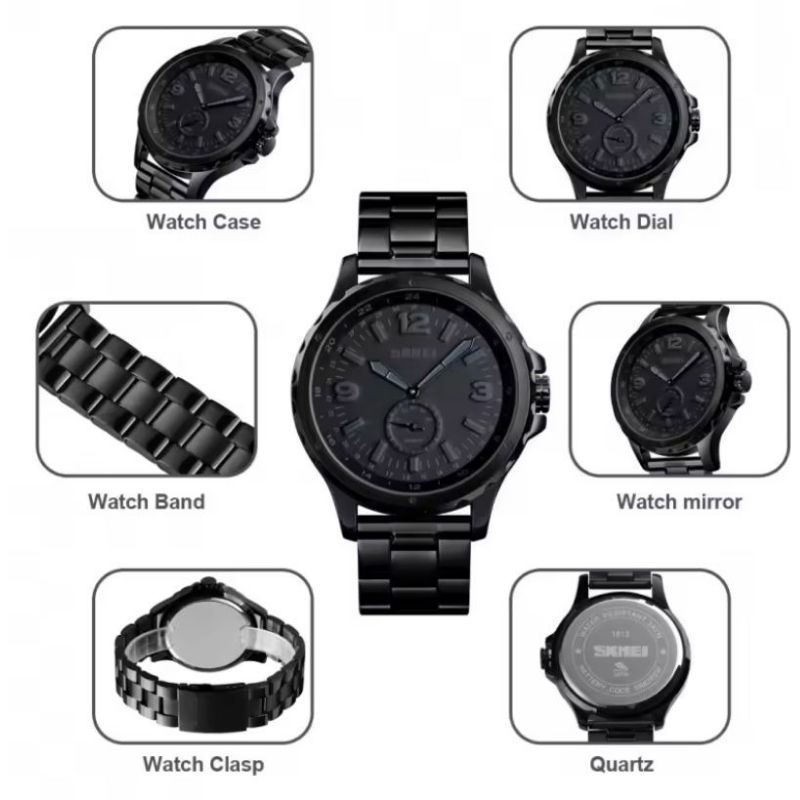 Jam Tangan Pria Analog Merk Skmei 1514 Strap Rantai Original 100%