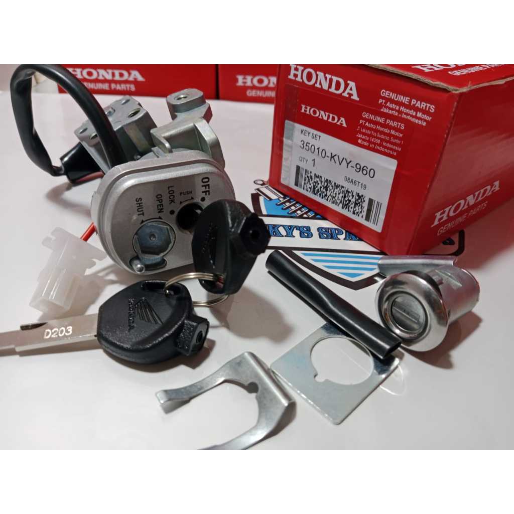 Kunci Kontak Beat Karbu 110 Lengkap Dengan Kunci Jok Motor Belakang, Key Set Beat Karbu/Lama : KVY