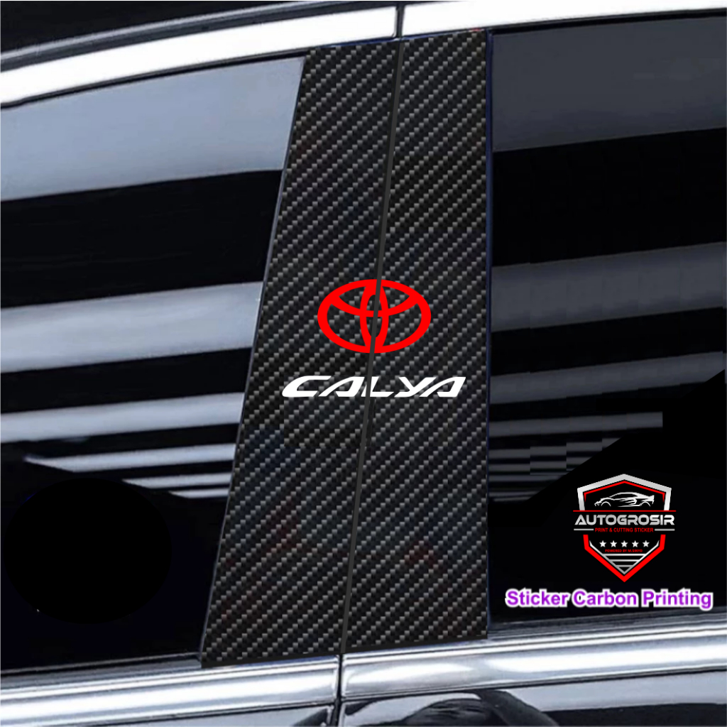 Toyota Calya Sticker pilar pintu mobil Toyota Calya stiker variasi carbon 3d