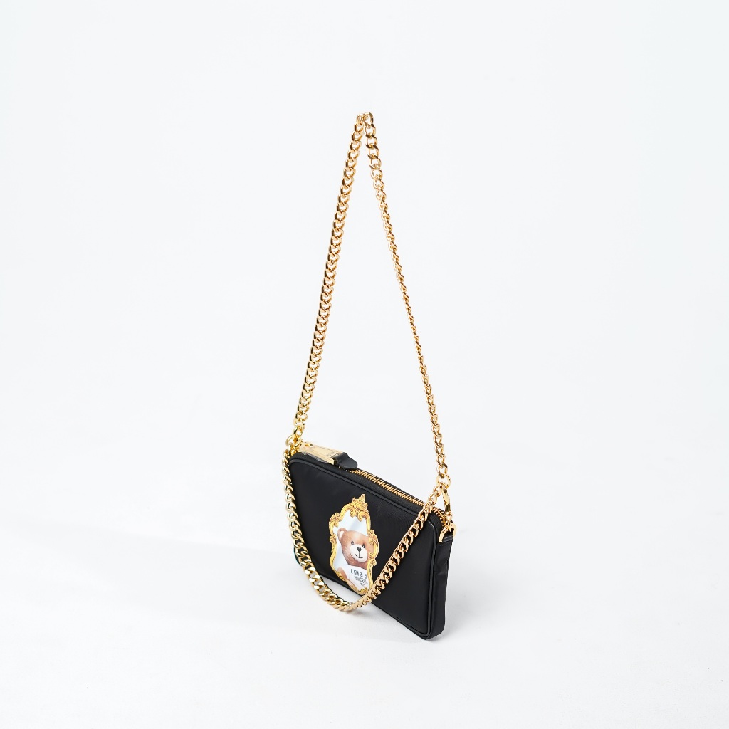 Tas MOSCHINO BEAR MIRROR BLACK CHAIN SHOULDER BAG 100% ORIGINAL