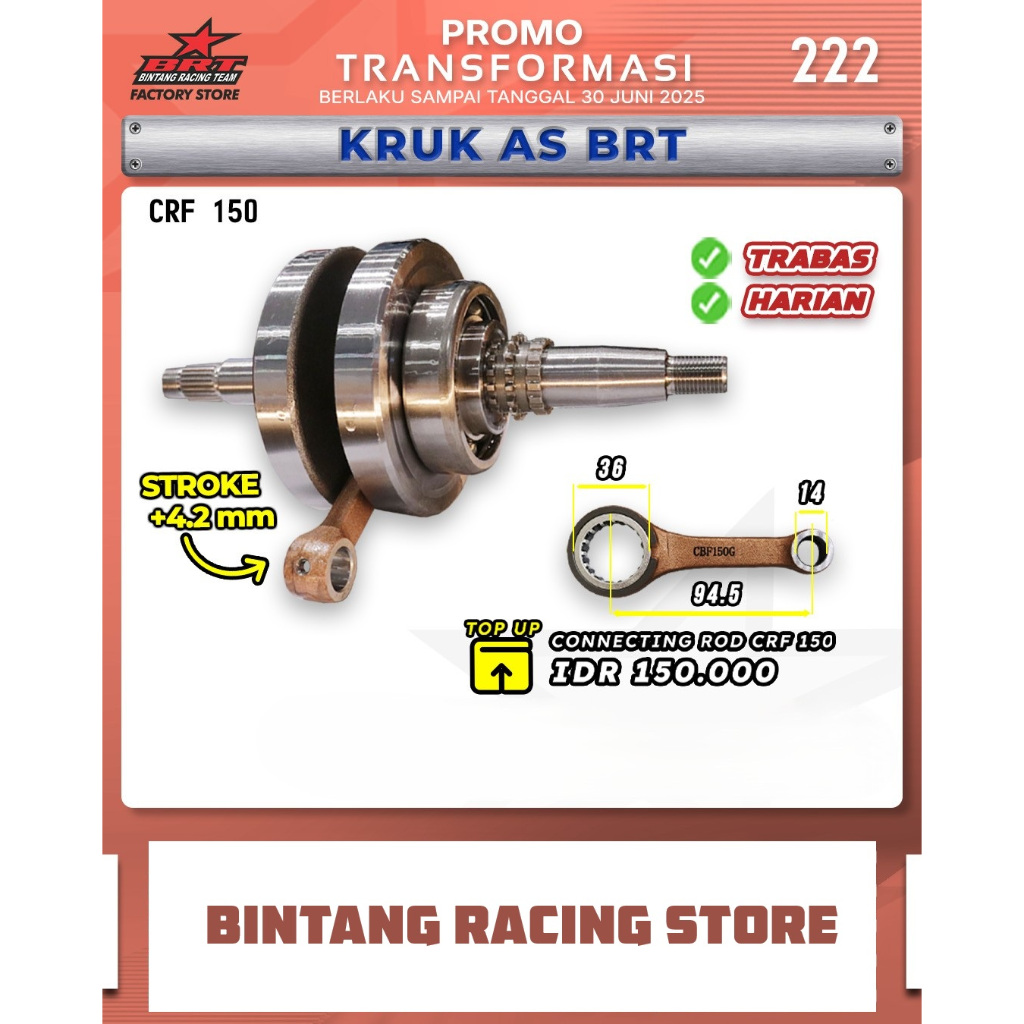 Kruk As BRT Honda CRF 150 Stroke up +4.2mm