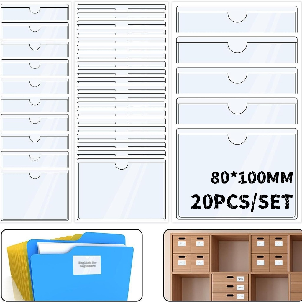 

20 PCS/SET 80*100MM Label Harga Nama Produk Self Adhesive Card Price Tag Holder Label Holder Mika Label Harga Tempat Lebel Harga Self Adhesive Label Holder