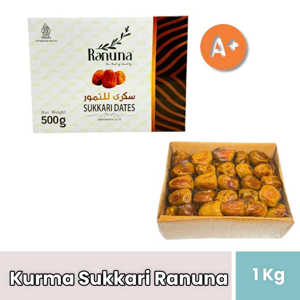 

Kurma sukkari Ranuna 1 kg / SUKARI RANUNA 500 GRAM Kwalitas Grade A+/KORMA Raja Sukari Kemasan Dus