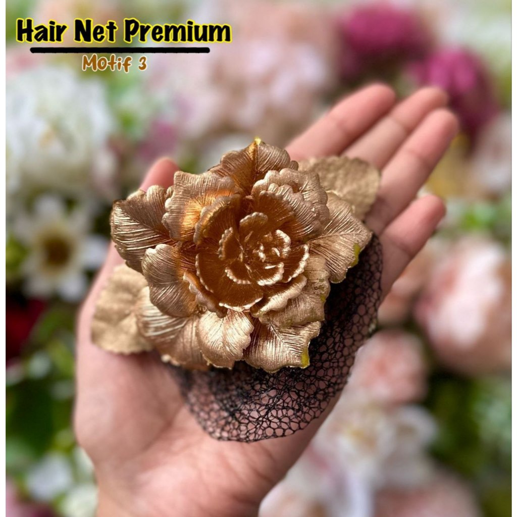 Hairnet rambut jepit jaring bunga asoka / jepit hairnet