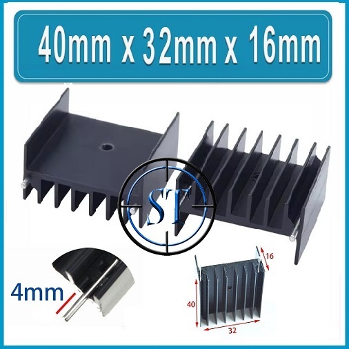 Heatsink Cooling Cooler Pendingin 4.0cm x 3.2cm x 1.6cm Heat Sink Transistor Black 40x32x16mm TO-220