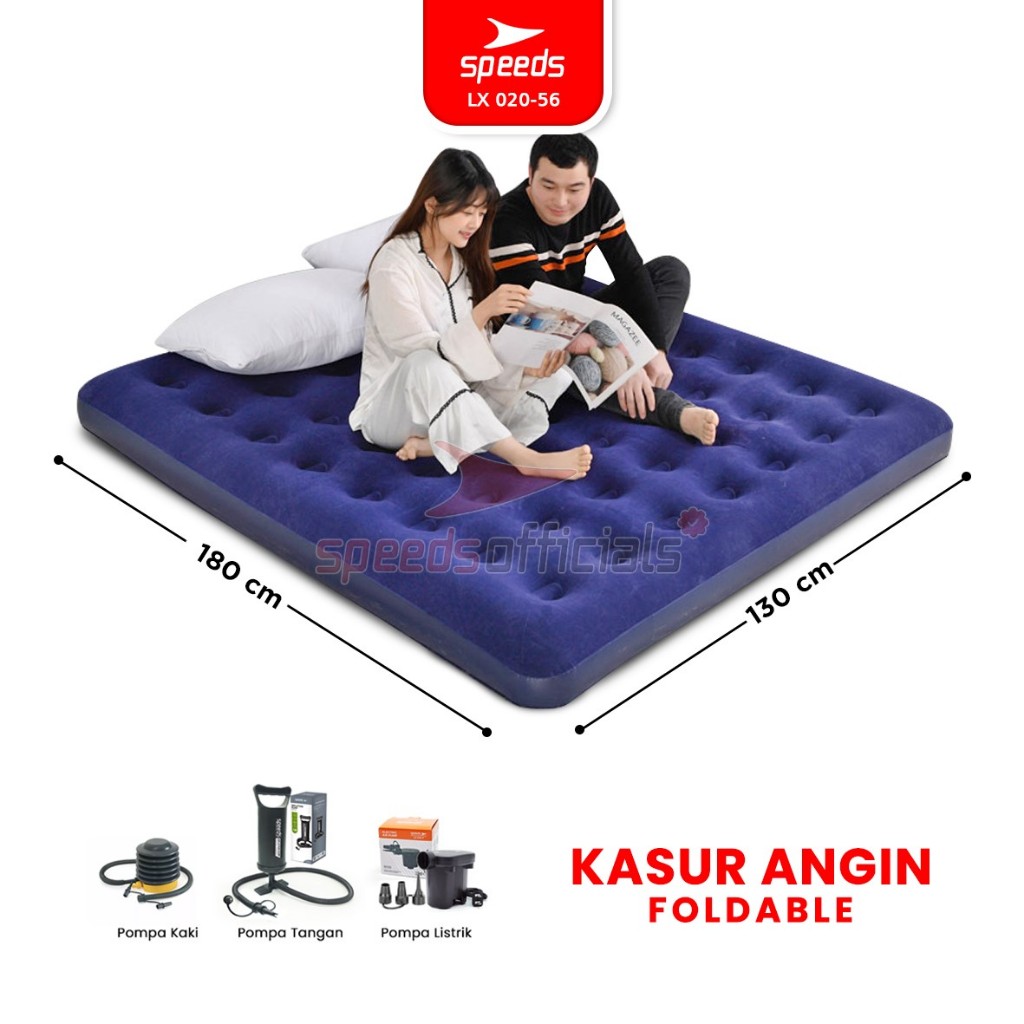 SPEEDS Matras Angin Single/Double Kasur Tiup Air Sleeping Bed Outdoor Indoor Kasur Tidur Dewasa 020-
