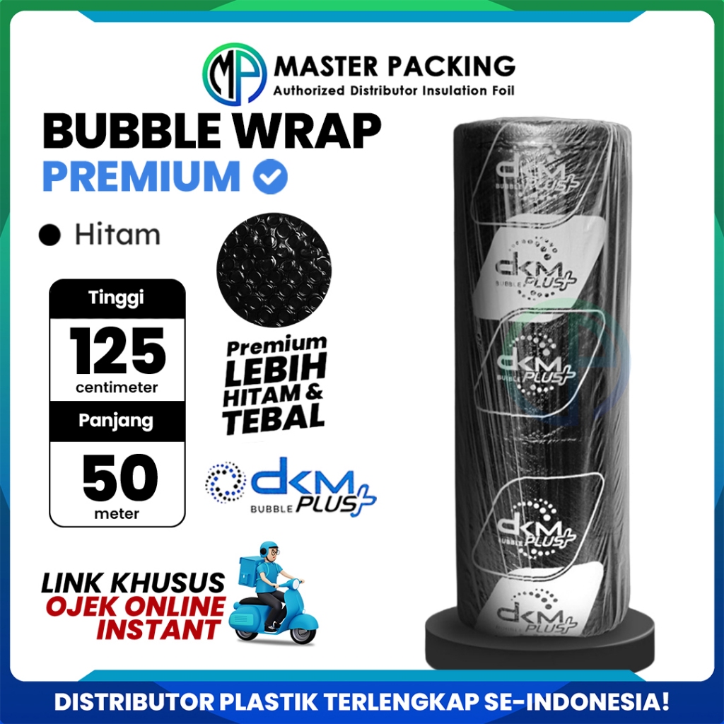 

Plastik Packing Bubble Wrap DKM Roll 125cm x 50m Hitam Premium Tebal Merek DKMPlus Murah