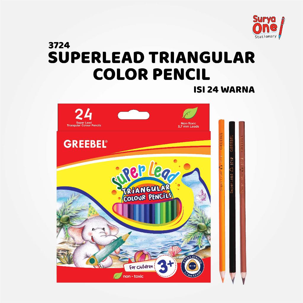 

Pensil Warna Super Lead Triangular Greebel (3724) 24 Warna Pencil / Coloring Pencil Suryaone