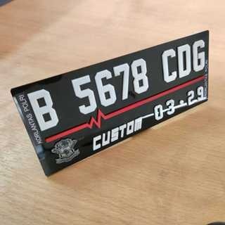 Plat Nomor Akrilik Motor Baut Tanam / Plat Nomor Motor timbul Variasi font siku Plat Nomer Motor bis